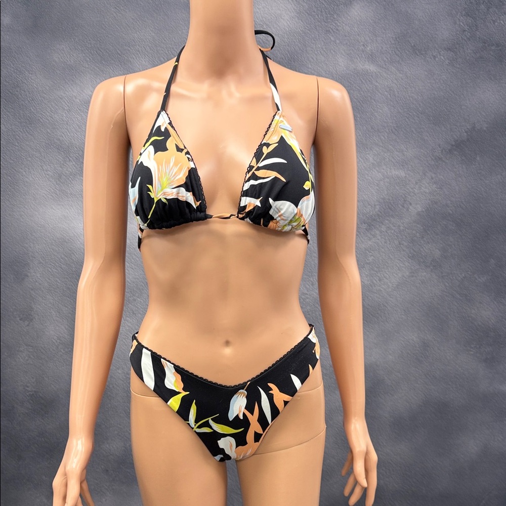Roxy Black Floral Bikini Set